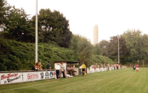 Sportzentrum Hoheluft - VfL-Fahne hinterm Tor