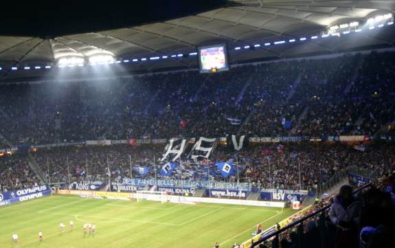 AOL-Arena/Volksparkstadion - Hintertorseite Heim mit Choreo