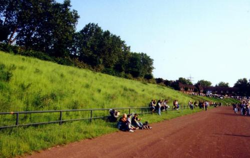 Schwelgernstadion - Gegenseite: Gras mit Stufen drunter